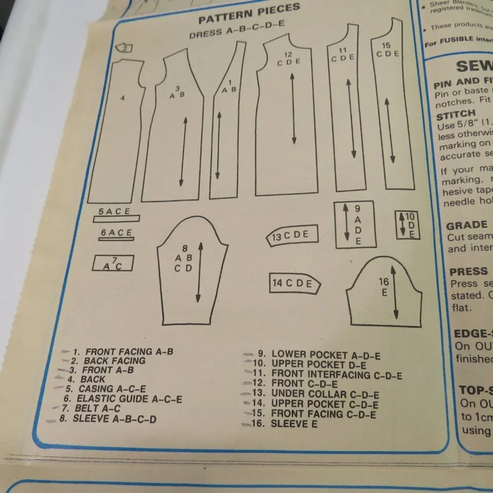 McCall's 3903 sewing pattern size 16-18 dress (fitted) double breasted button